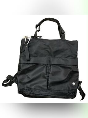 Black Nylon Convertible Tote Backpack